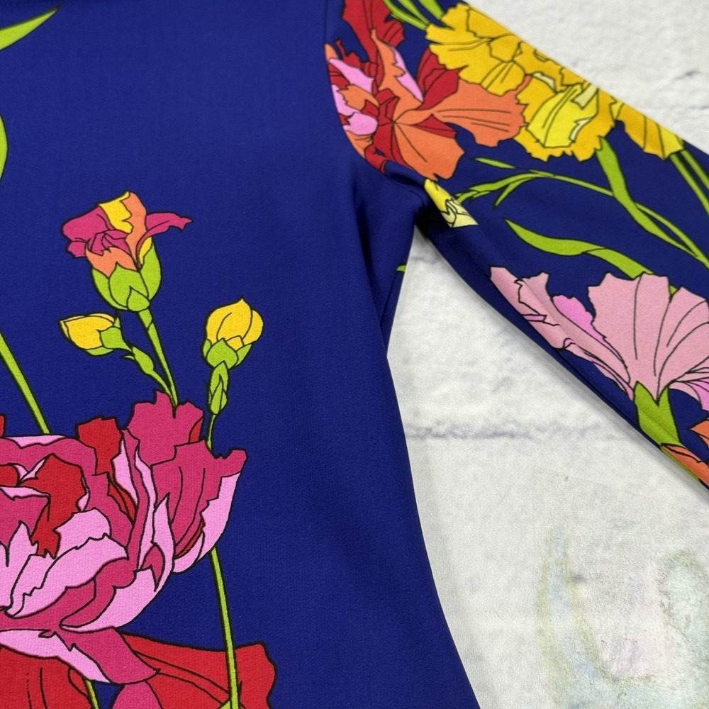 Ronni Nicole Shift Dress Womens 4 Cobalt Blue Floral Cocktail Stretch 3/4 Sleeve - Picture 15 of 16